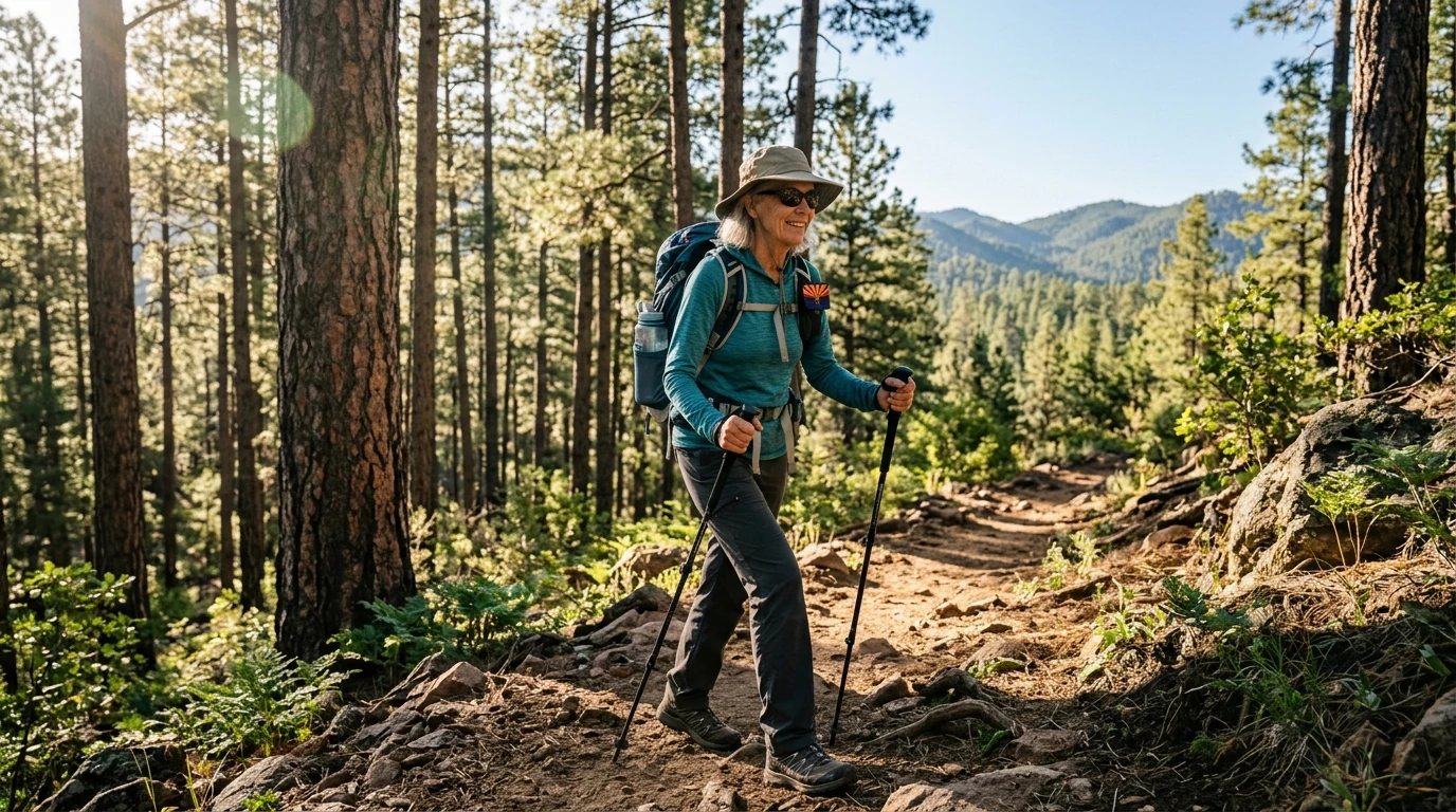 Hikers at the Granite Dells in Prescott Arizona during summer with water bottles