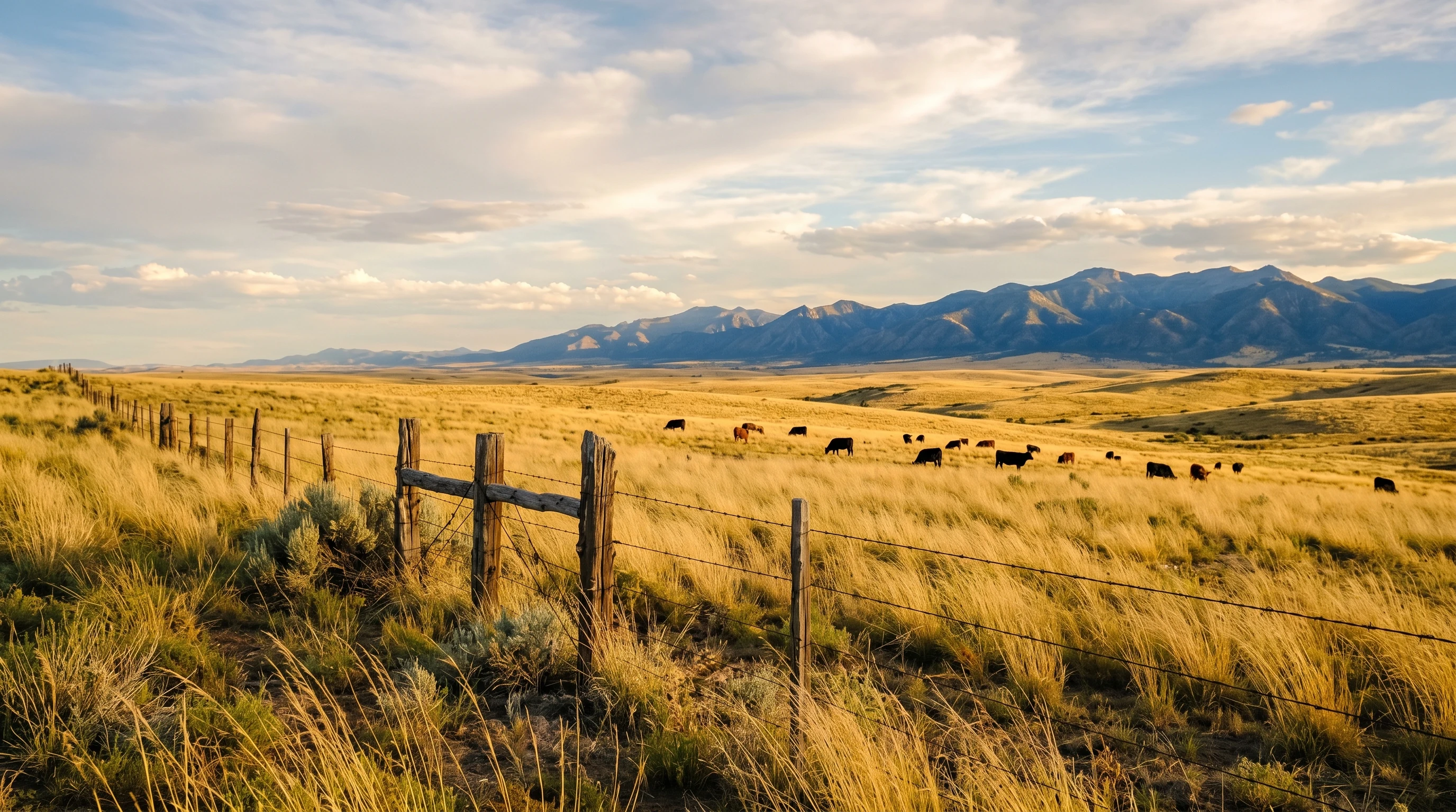 Open ranchland of Chino Valley at golden hour