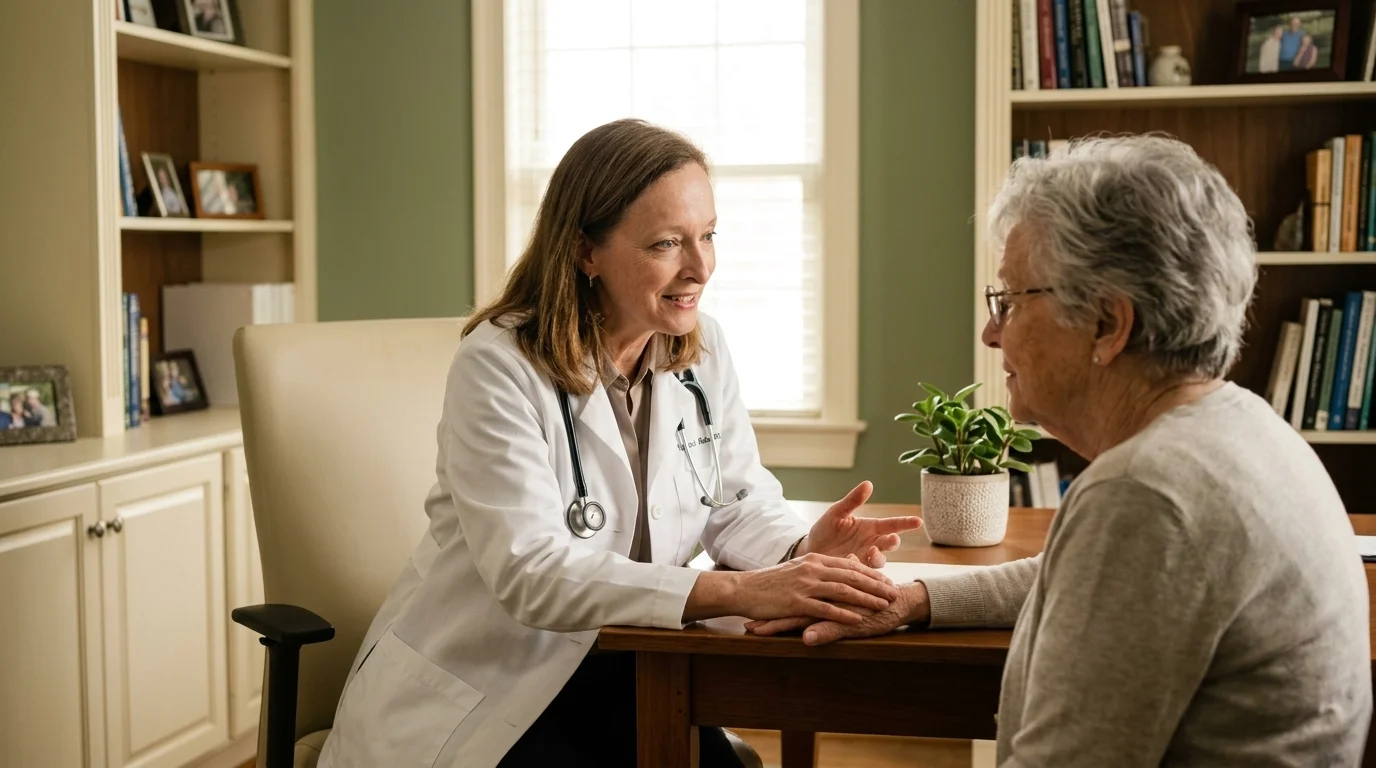 Dr. Price in an unhurried consultation with a patient
