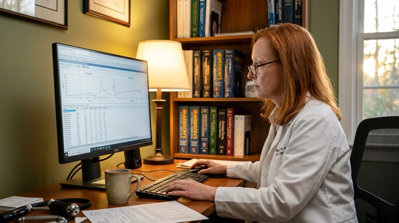 Dr. Price reviewing lab results