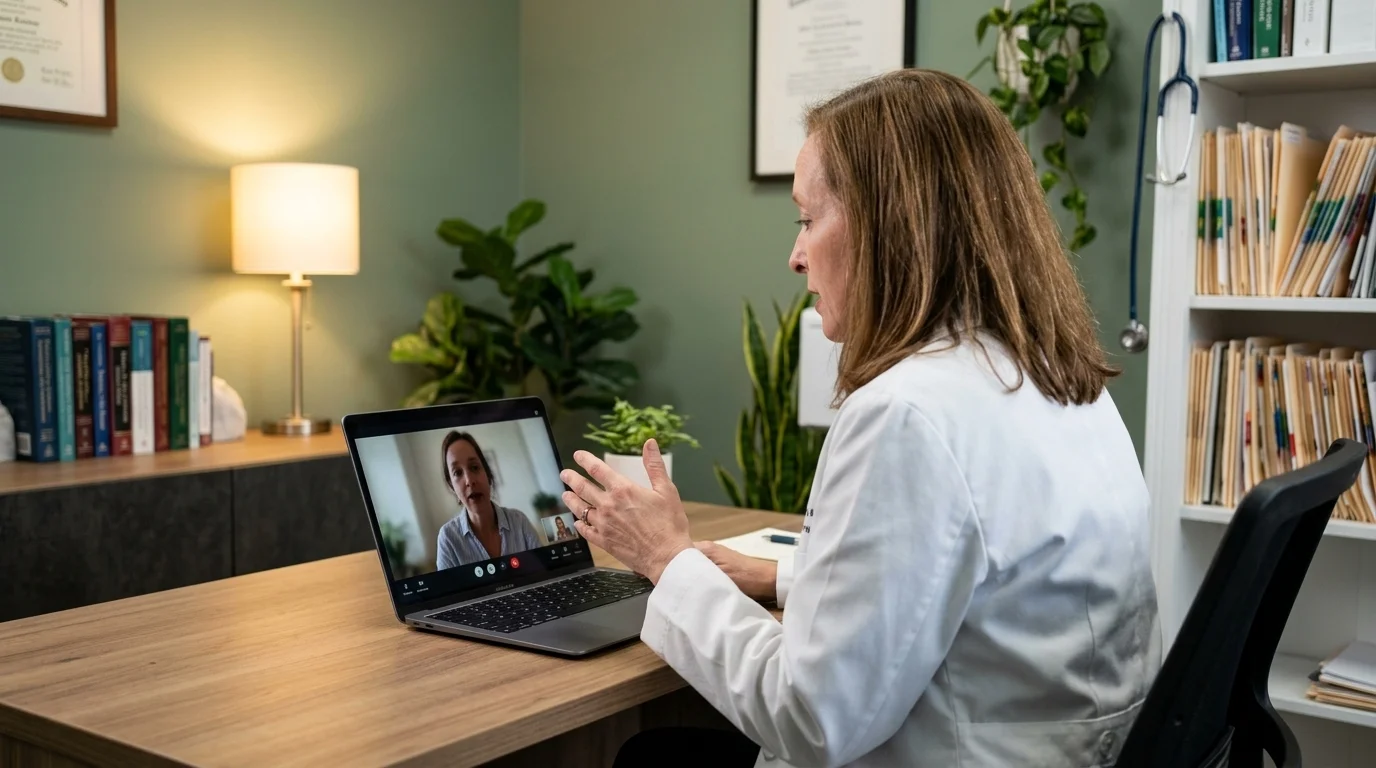 Dr. Price on a telemedicine video call