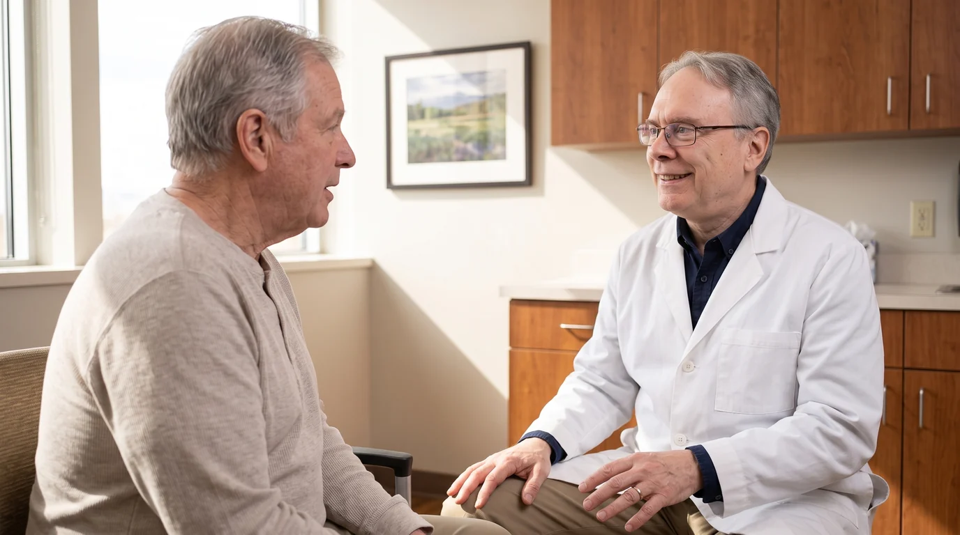 Dr. Rice listening to a patient during an unhurried consultation