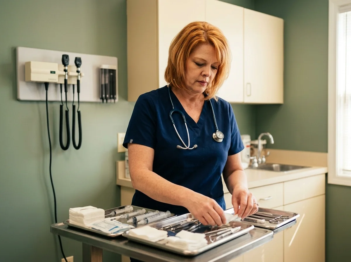 Jennifer preparing medical supplies